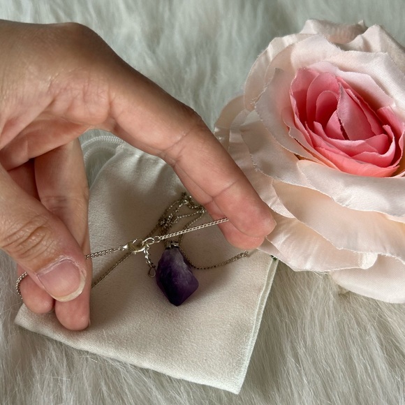 Amethyst purple gemstone pendant silver chain necklace✨ - Picture 3 of 3